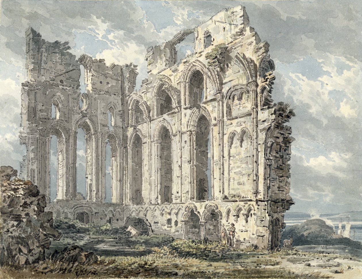 Priorado de Tynemouth, Northumberland, c.1792-93 (wc sobre lápis sobre papel) de Thomas Girtin