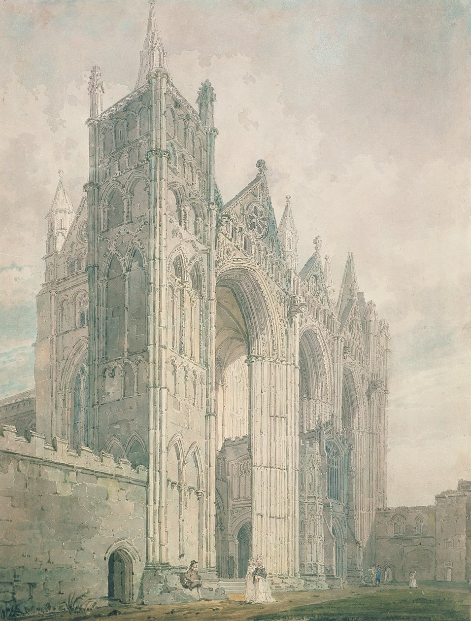 Frente Oeste da Catedral de Peterborough, século XVIII de Thomas Girtin
