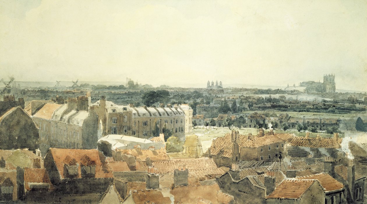 Westminster e Lambeth (wc e caneta no papel) de Thomas Girtin