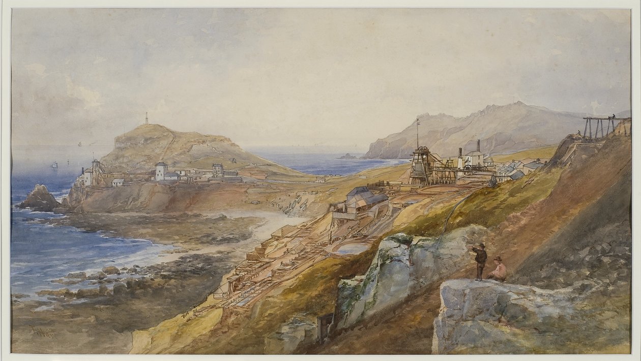 St Just United Mines, c.1870 (wc no papel) de Thomas Hart