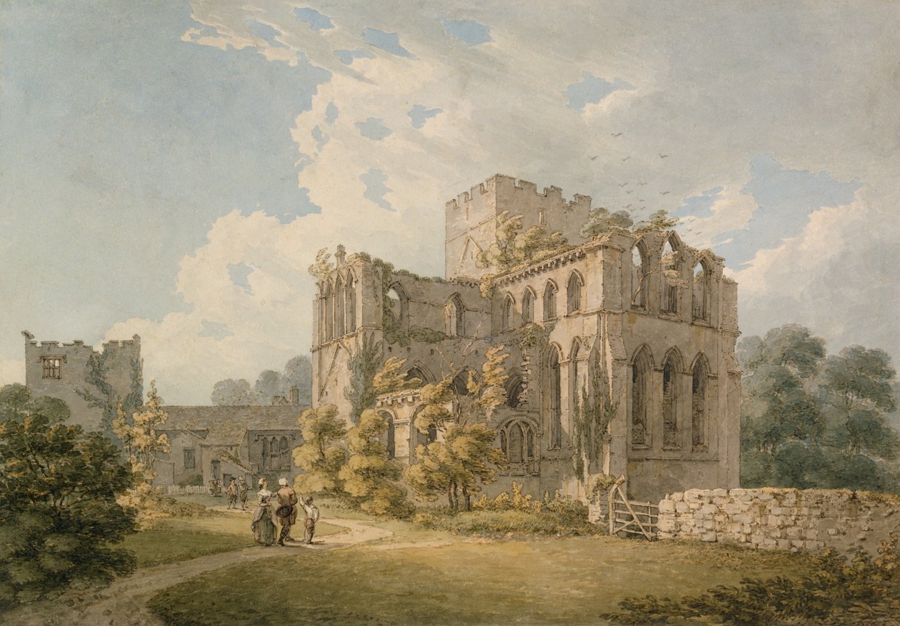 Lanercost Priory, perto de Carlisle (caneta e tinta e wc no papel) de Thomas Hearne