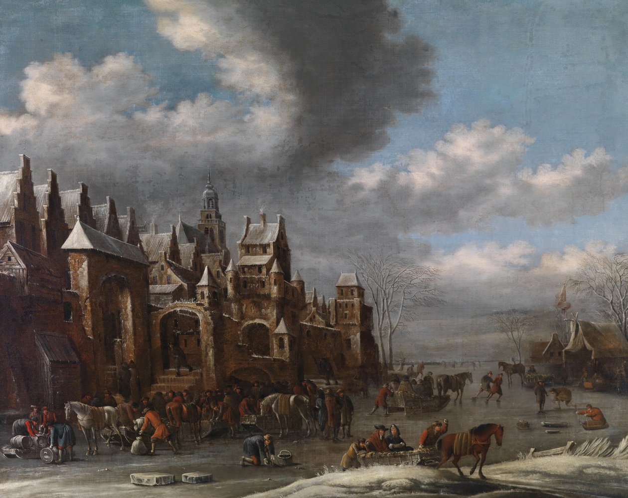 Paisagem de inverno com patinadores de Thomas Heeremans