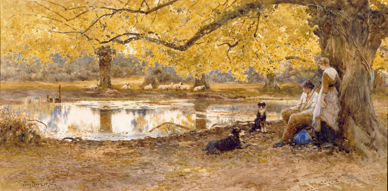 The Trysting Place, 1895 (wc e bodycolour) de Thomas James Lloyd