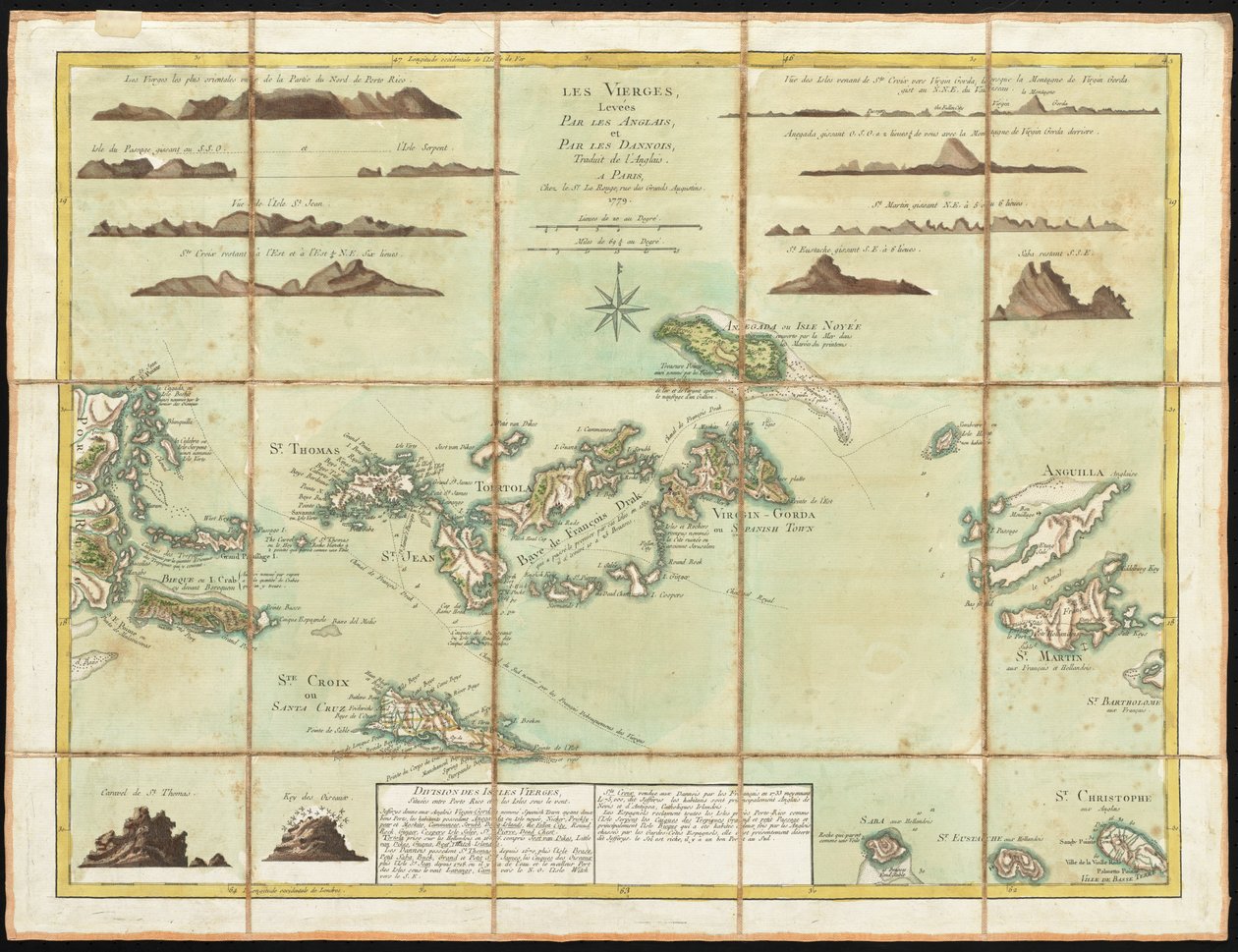 As Ilhas Virgens Britânicas, gravadas por Georges-Louis Le Rouge, 1779 de Thomas Jefferys