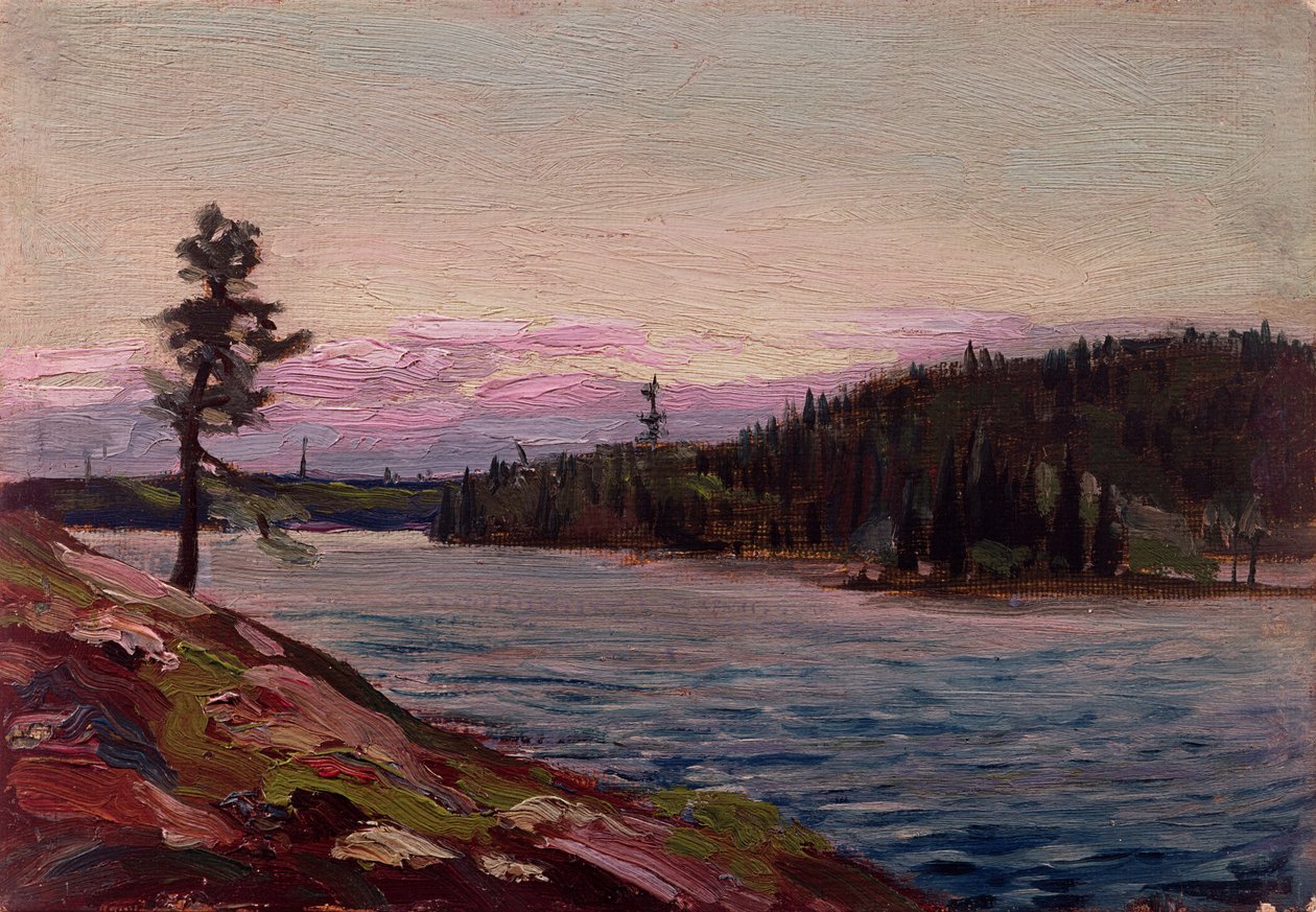 Um lago canadense do norte (placa) de Tom Thomson