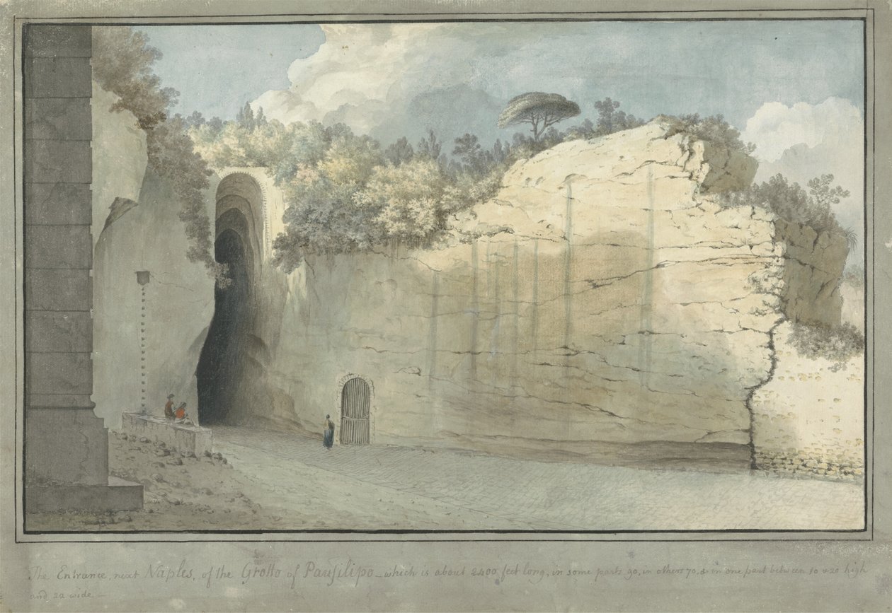A Gruta em Posillipo, c.1782 (wc no papel colocado) de Thomas Jones