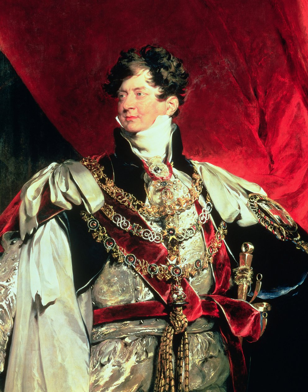 O Príncipe Regente, mais tarde Jorge IV (1762-1830) em suas vestes de Jarreteira (desento de 61203) de Thomas Lawrence
