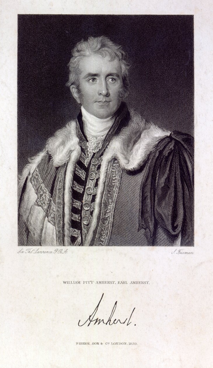 William Pitt Amherst, Conde Amherst de Arracan (1773-1857), gravado por Samuel Freeman (1773-1857), 1829 de Thomas Lawrence