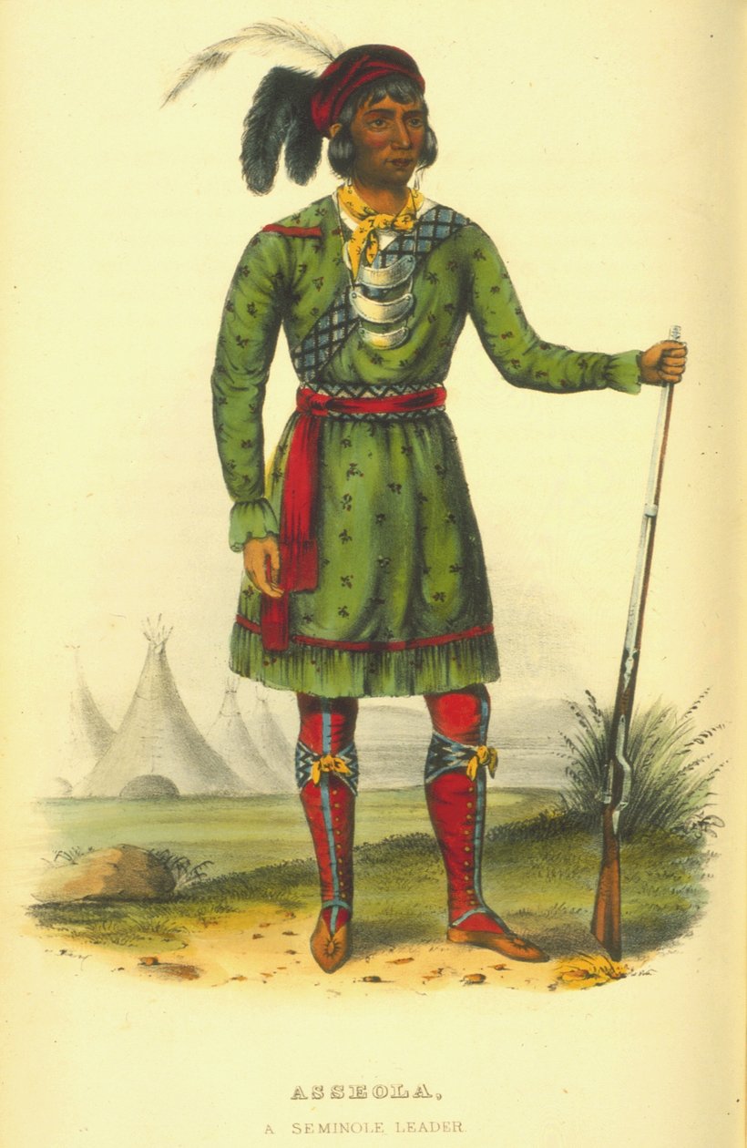 Asseola, líder do Seminole, 1870 (litho colorido à mão) de Thomas Loraine McKenney