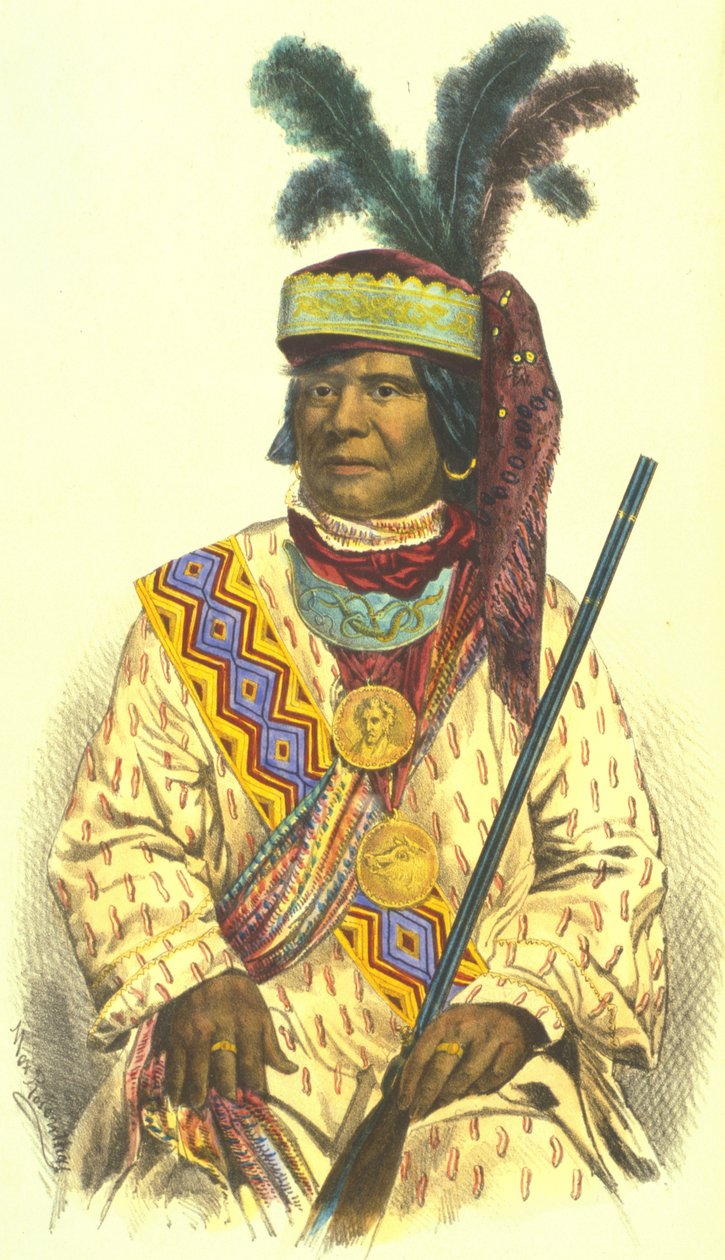 Billy Bowlegs, 1870 (litografia colorida à mão) de Thomas Loraine McKenney