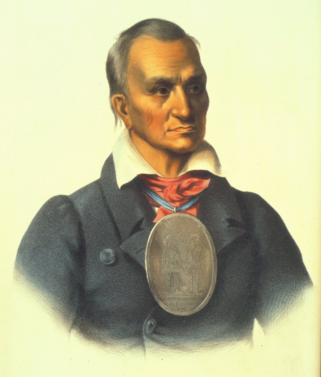 Casaco Vermelho, um chefe de guerra de Seneca, 1854 (litho colorido à mão) de Thomas Loraine McKenney