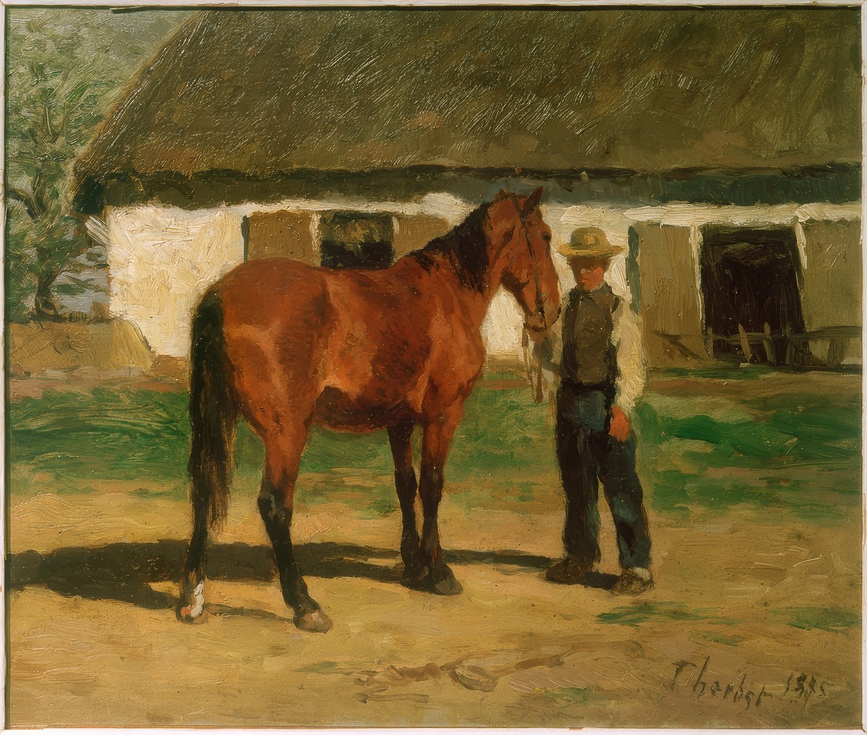 Cavalo marrom na frente da casa branca de Thomas Ludwig Herbst