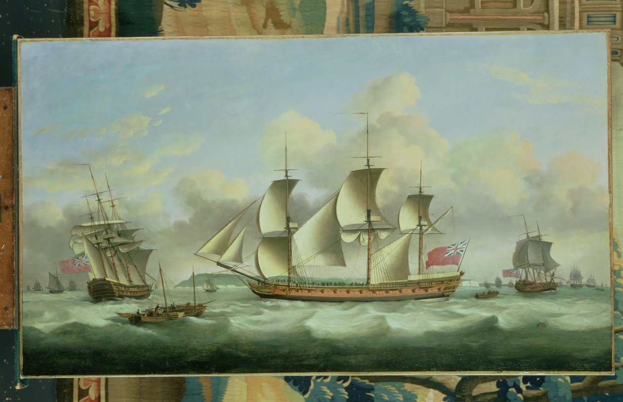 Três British Frigates Offshore, 1782 de Thomas Luny