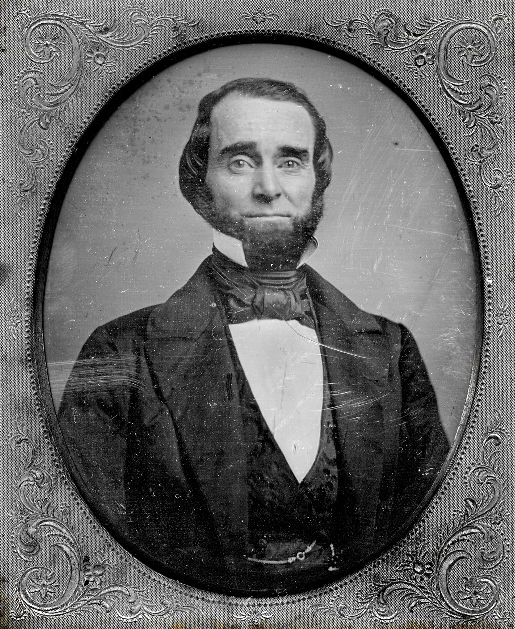 Retrato do Dr. Thomas Reyburn, da Olive Street, entre as ruas Fourth e Fifth, em St. Louis. O rosto de Reyburn foi colorido com pigmento rosa de Thomas M. Easterly