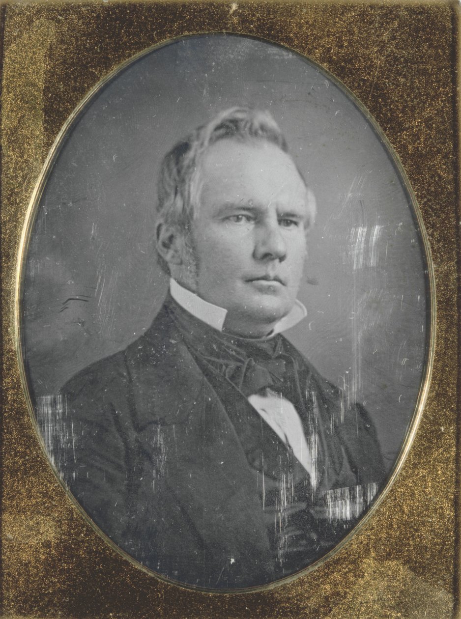 Retrato de Stirling Price, governador do Missouri. O daguerreótipo está no seu caso original de Thomas M. Easterly