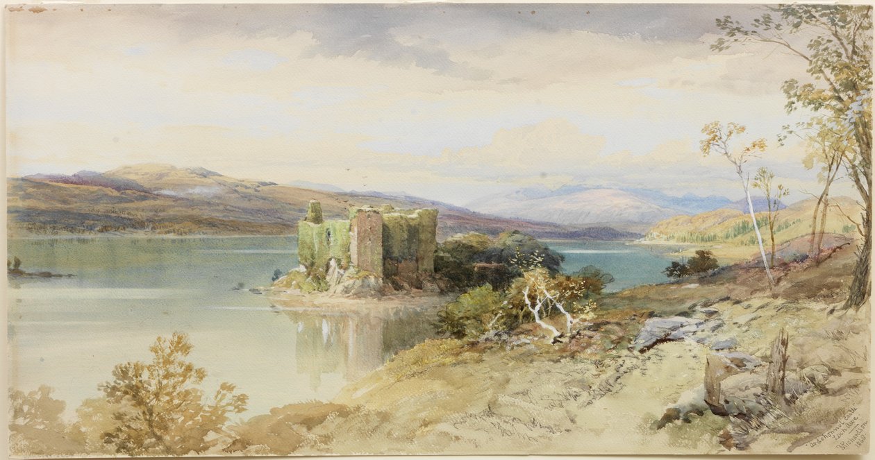 Castelo de Ardchonnel, Loch Awe (aquarela, lápis e bodycolour no papel) de Thomas Miles II Richardson