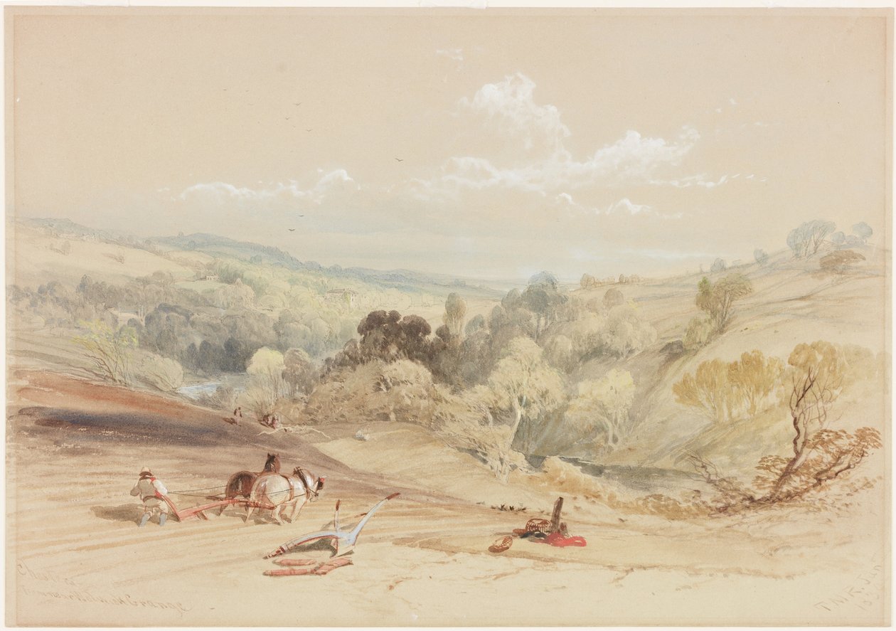 Chesters de Walwick Grange (bc, lápis e wc no papel) de Thomas Miles II Richardson