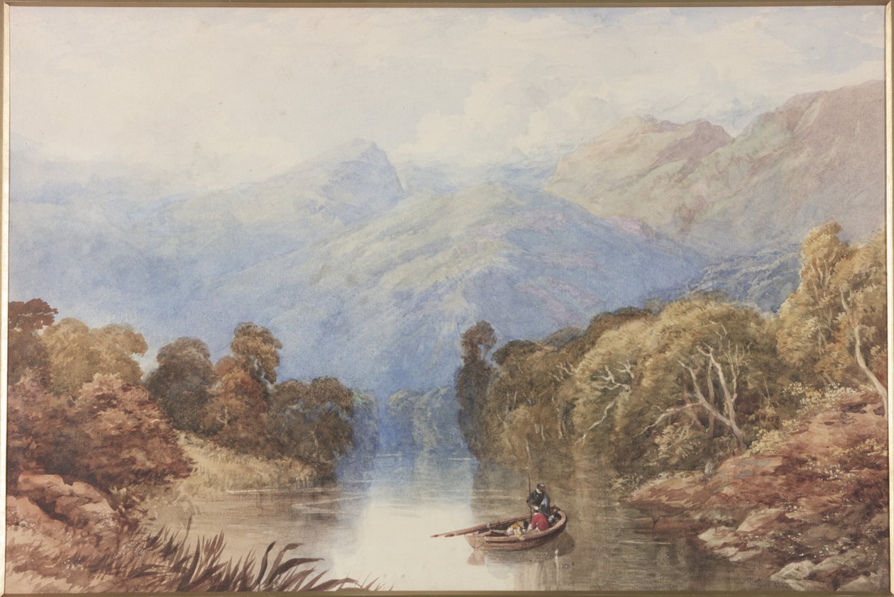 No Loch perto de Killin Perthshire (aquarela no papel a bordo) de Thomas Miles II Richardson