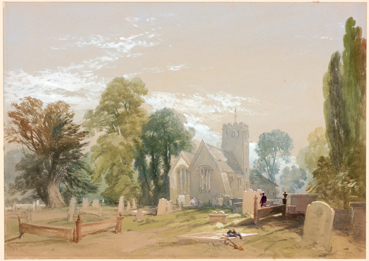 Igreja e Adro da Igreja, Chesters (bc, pencil und wc no papel) de Thomas Miles II Richardson