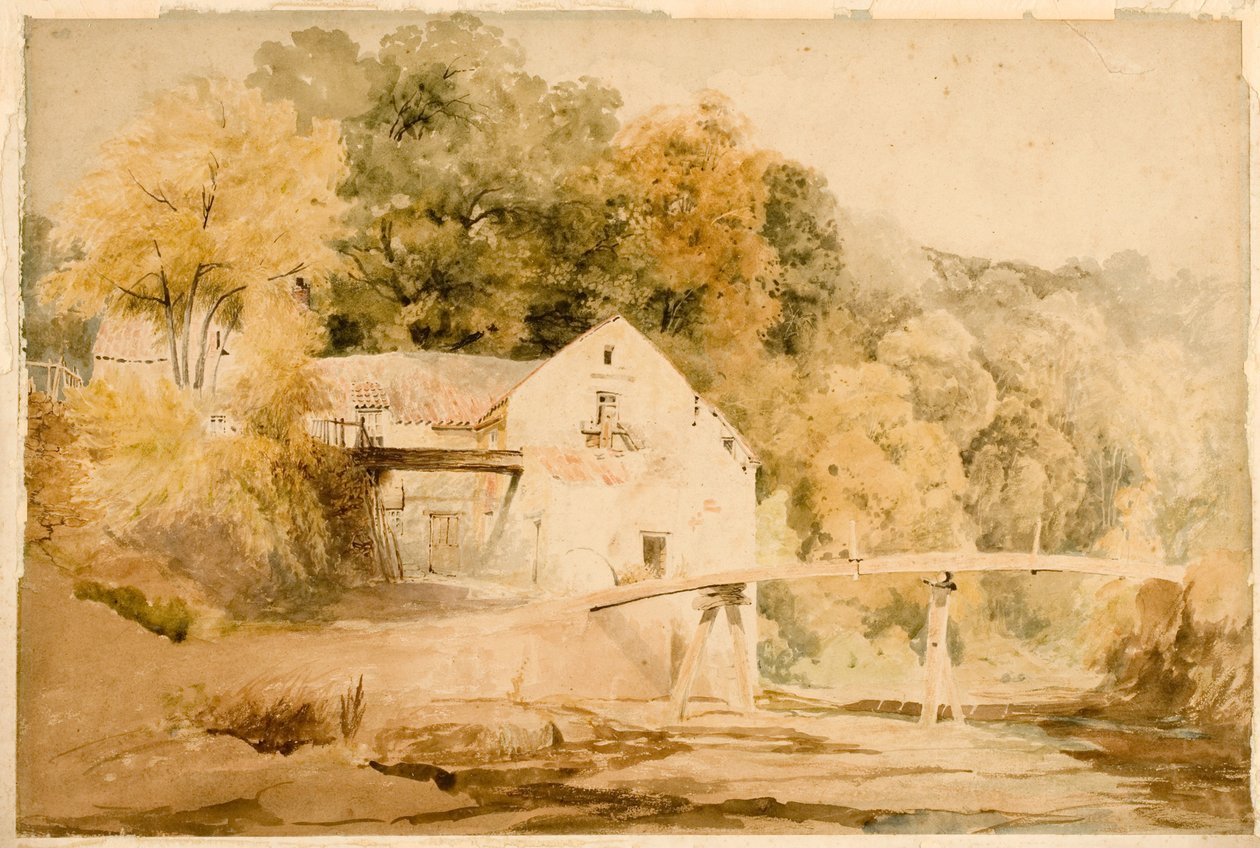 O Old Flint Mill no Ouseburn (bodycolour) de Thomas Miles II Richardson