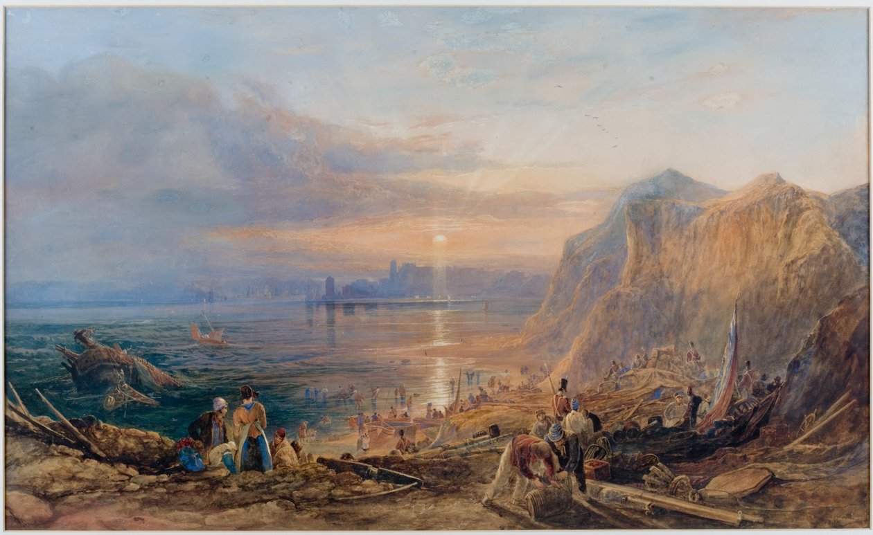 Quebra de um naufrágio em Tynemouth (aquarela) de Thomas Miles Richardson