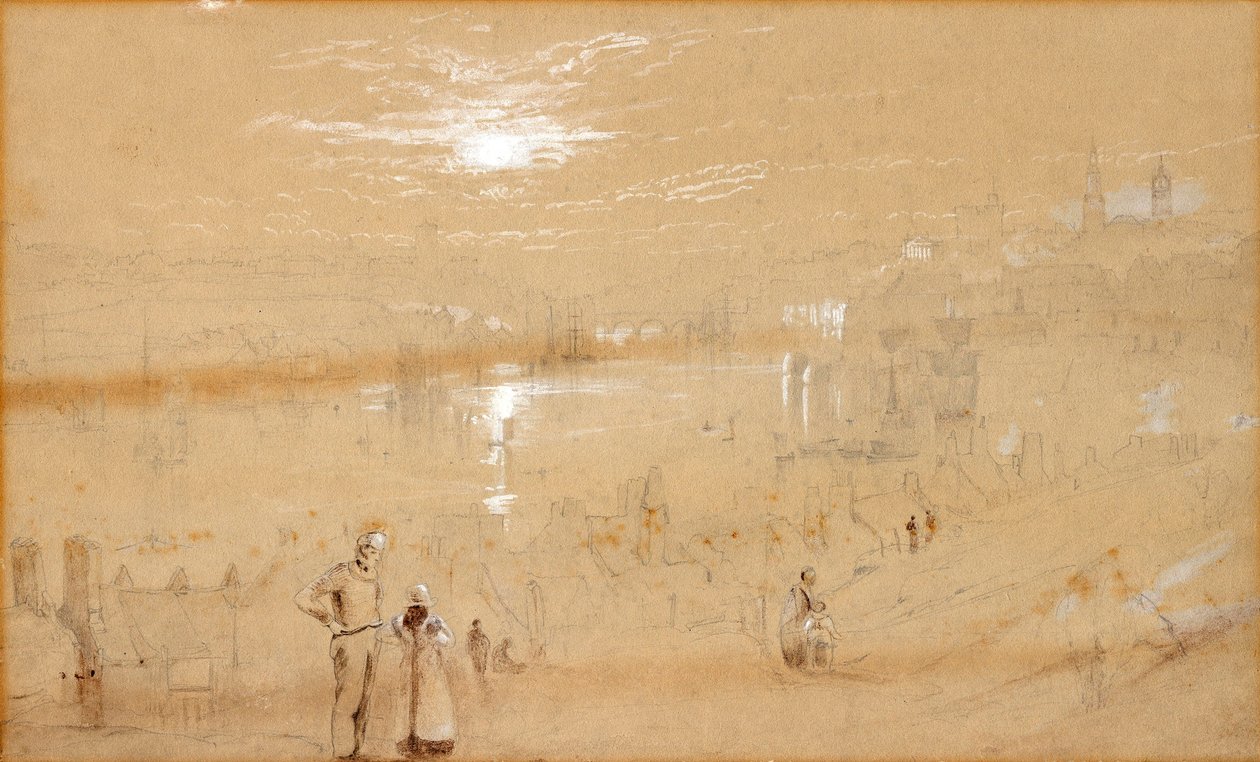 Newcastle de St Anne&39;s (aquarela e lápis sobre papel (cinza)) de Thomas Miles Richardson