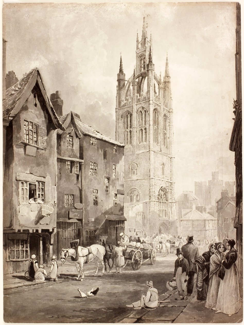 Catedral de São Nicolau (tinta preta sobre papel) de Thomas Miles Richardson