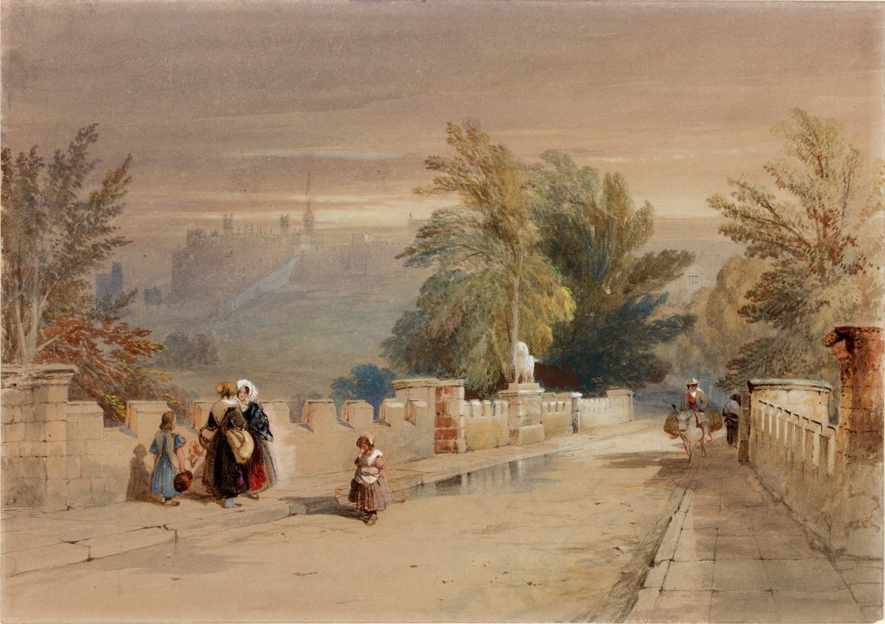 A Ponte do Leão, Alnwick (bodycolour) de Thomas Miles Richardson