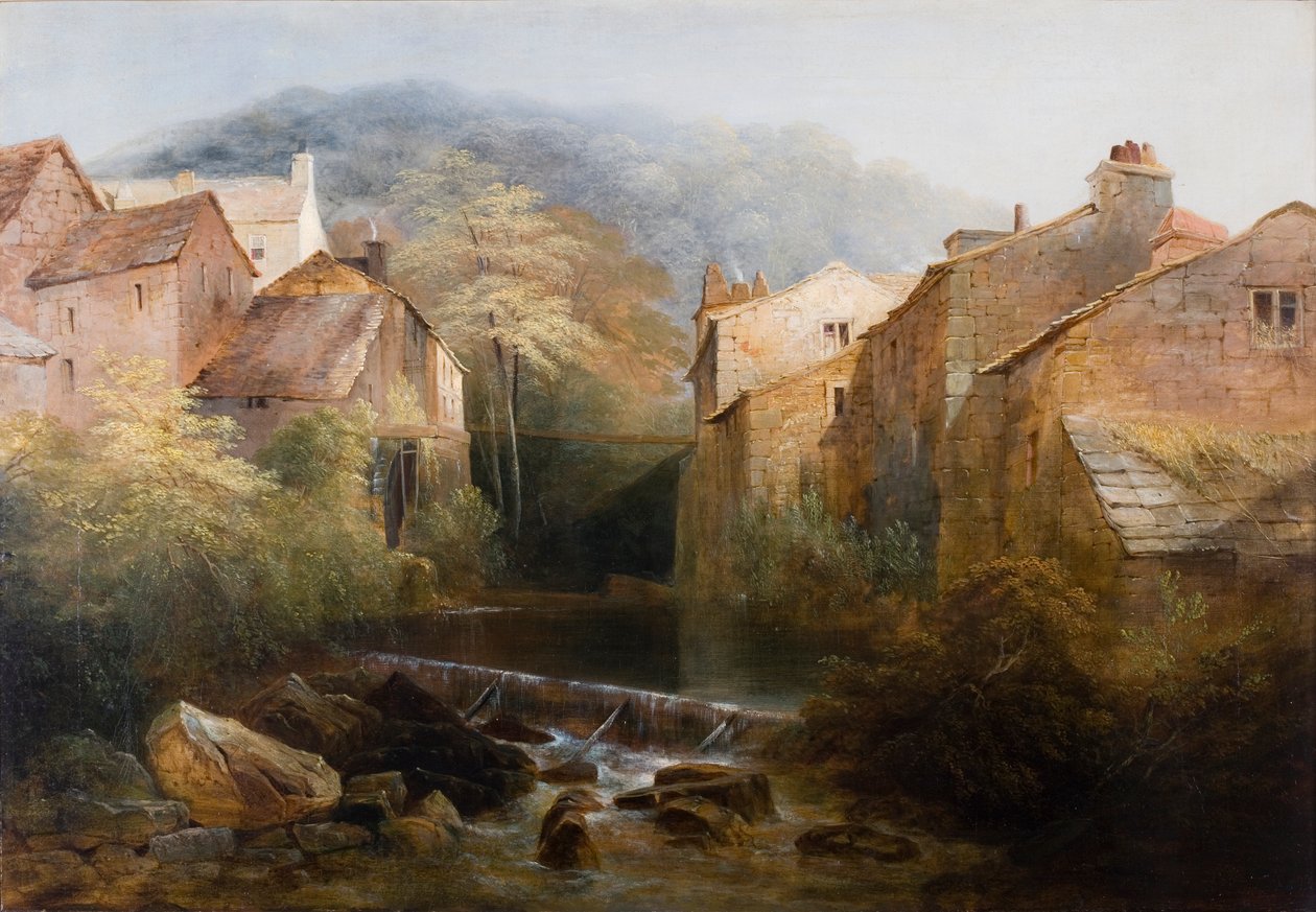 O moinho velho, Ambleside, Cumbria, c.1822 de Thomas Miles Richardson