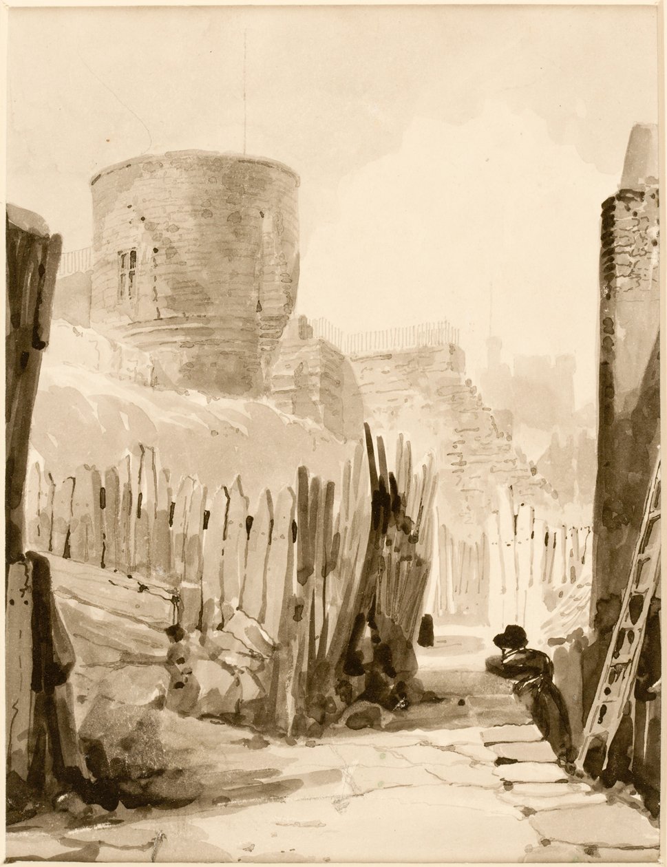 Torre Branca do Frade, Newcastle upon Tyne (tinta (preta) em papel (no cartão)) de Thomas Miles Richardson