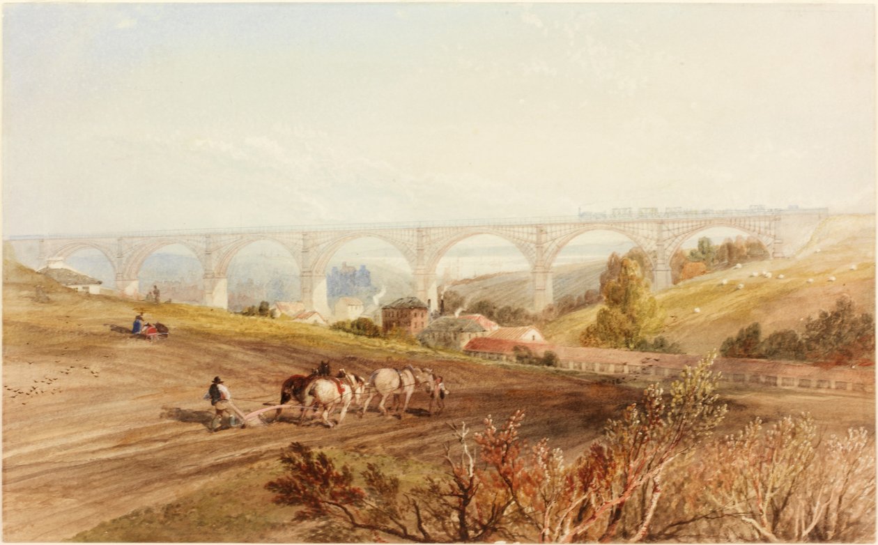 Viaduto de Willington Dene (bodycolour) de Thomas Miles Richardson