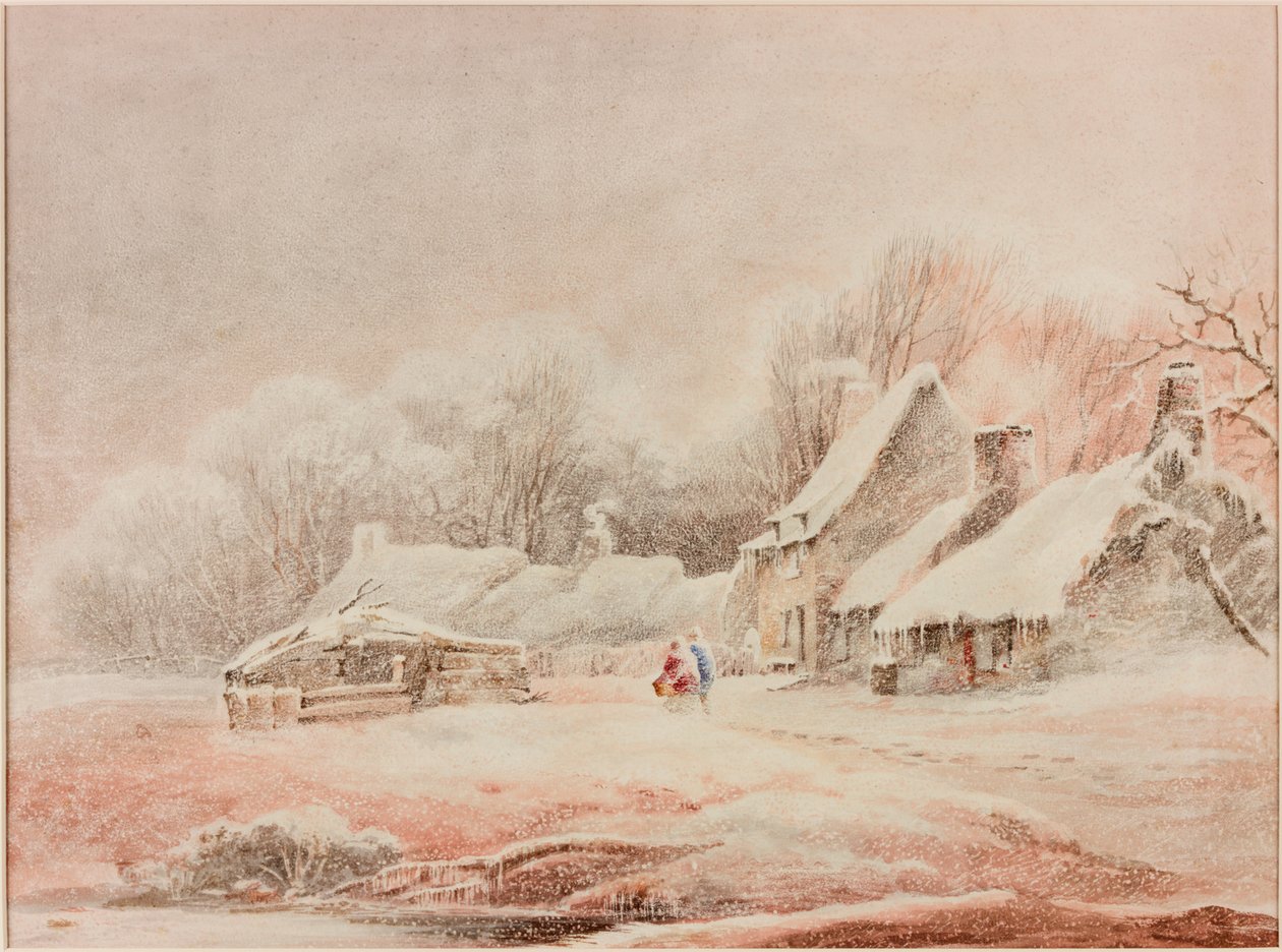 Cena de inverno (lápis e aquarela sobre papel) de Thomas Miles Richardson