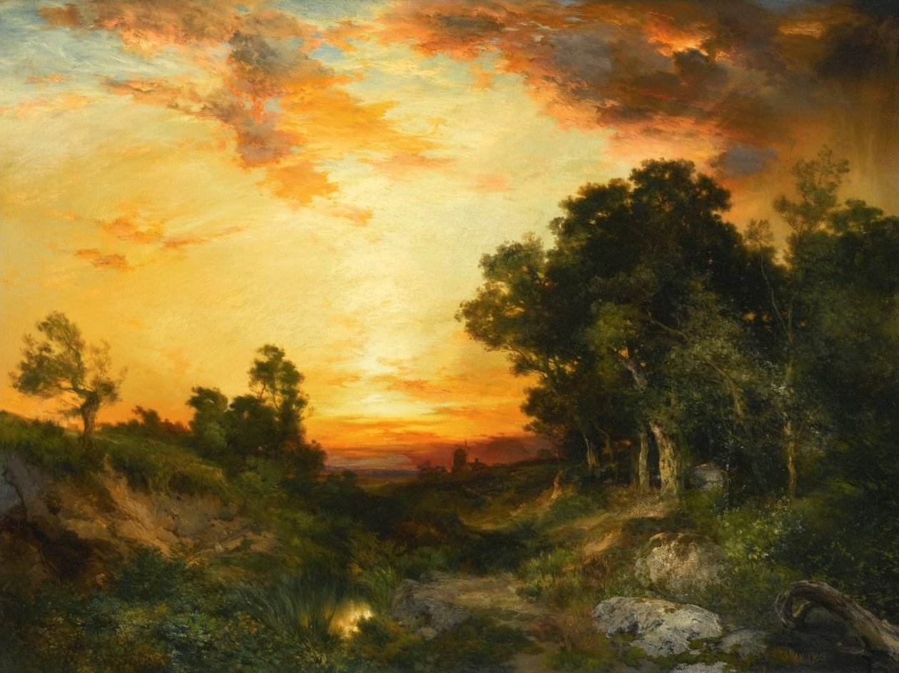 Pôr do sol, amagansettn de Thomas Moran