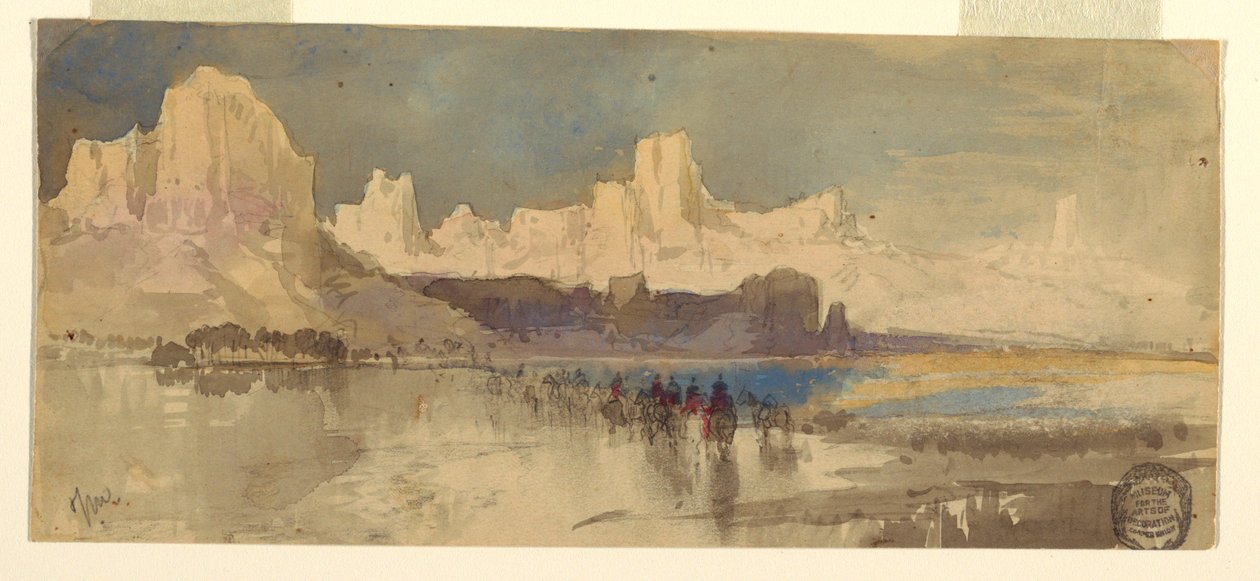 Desenho, Desfiladeiro da Virgem do Rio, Utah Sul, 1873 de Thomas Moran