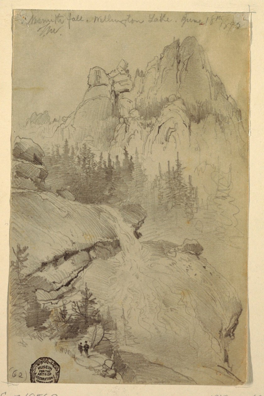 Desenho, Nesmith Fall, Lago Wellington, Colorado, 18 de junho de 1892 de Thomas Moran