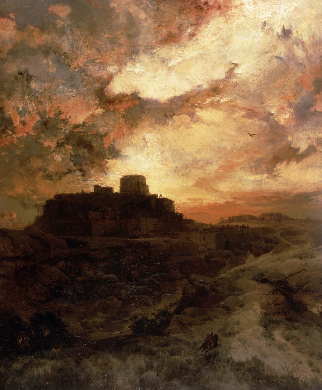 Pôr do sol, cidade de Walpe, Arizona, 1880 de Thomas Moran