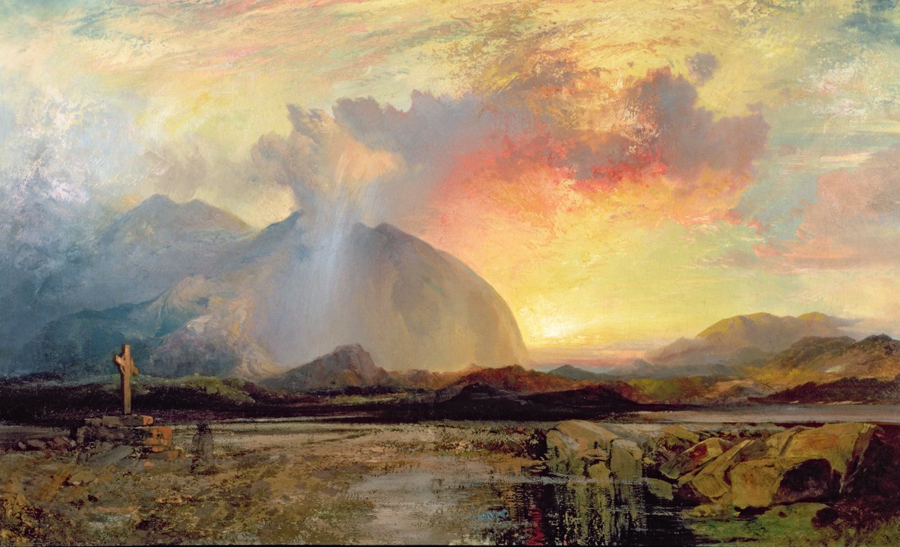 Vésperas ao pôr-do-sol na velha Cruz Robusta de Thomas Moran