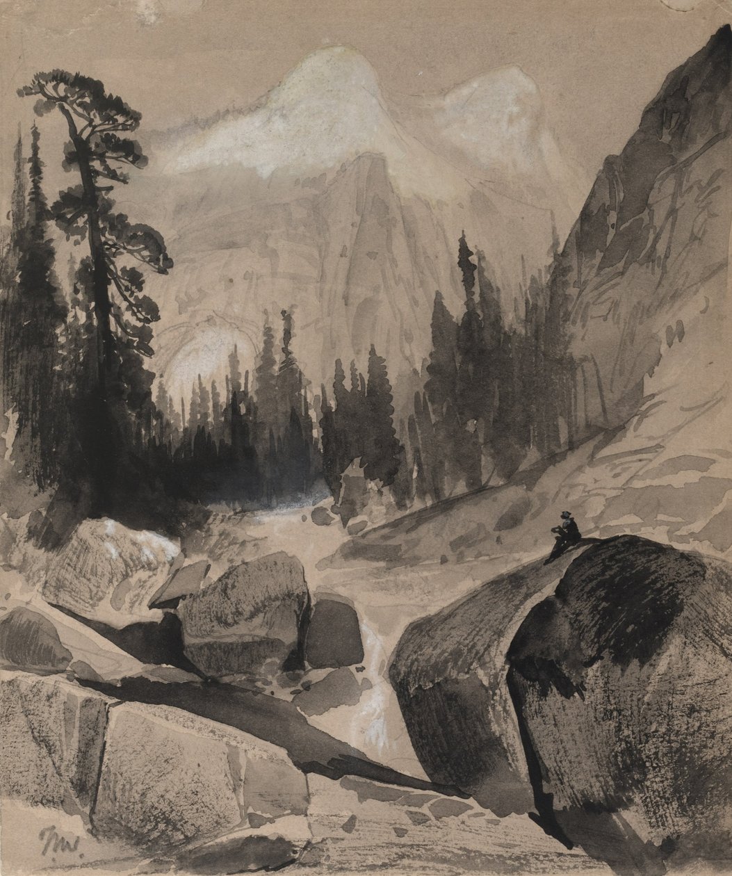 A, norte, cúpula, yosemite, califórnia de Thomas Moran