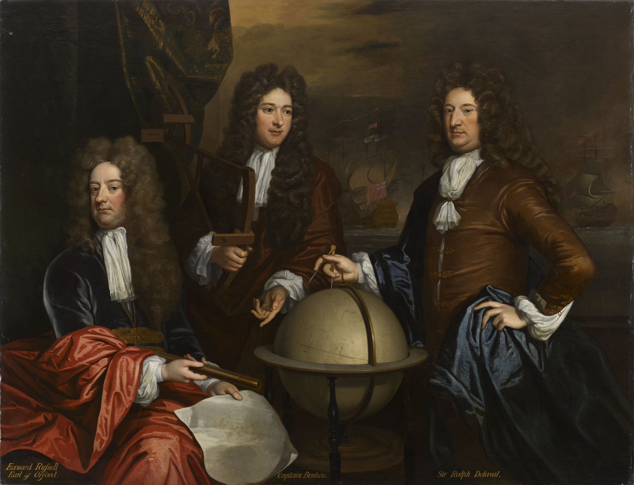 Um retrato triplo de Thomas Phillips, John Benbow e Sir Ralph Delavall de Thomas Murray