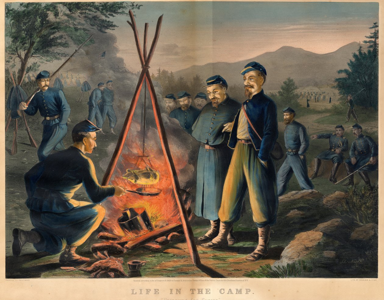 Life in the Camp, publicado por Currier und Ives, 1863 de Thomas Nast