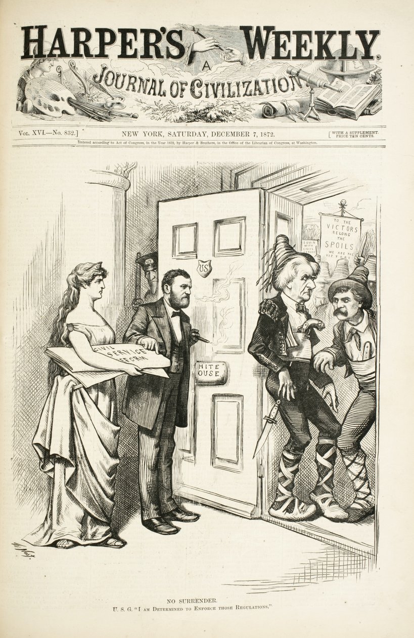 Nenhuma rendição; USG, estou determinado a cumprir esses regulamentos, 1872 (gravura em madeira) de Thomas Nast