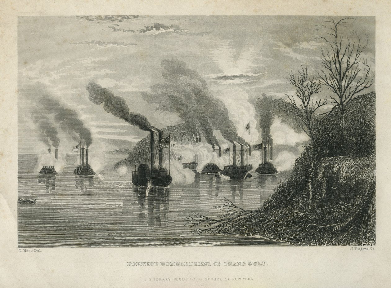 Bombardeio de Porter do Grande Golfo, c.1863 de Thomas Nast