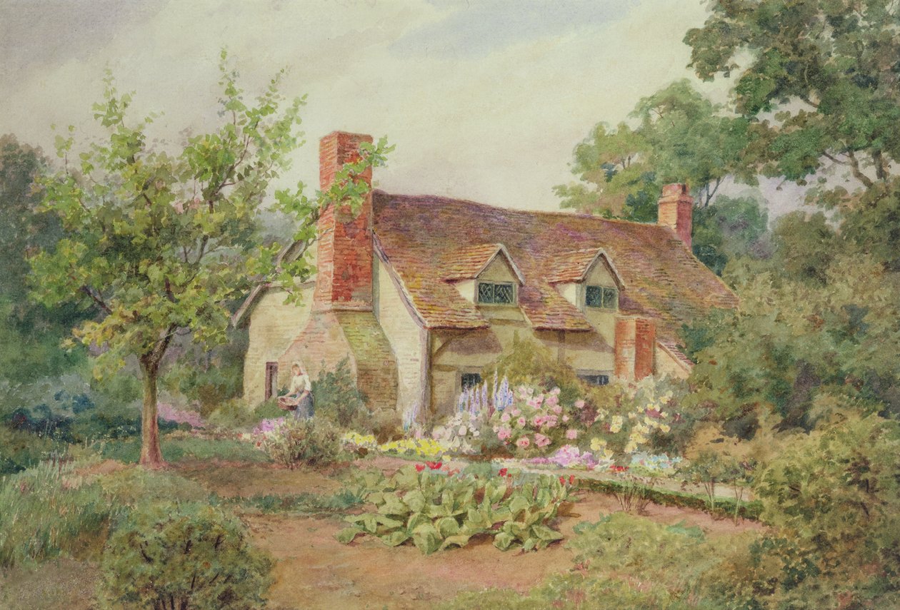 Um Cottage Garden perto de Wokingham, Berkshire (wc no papel) de Thomas Nicholson Tyndale