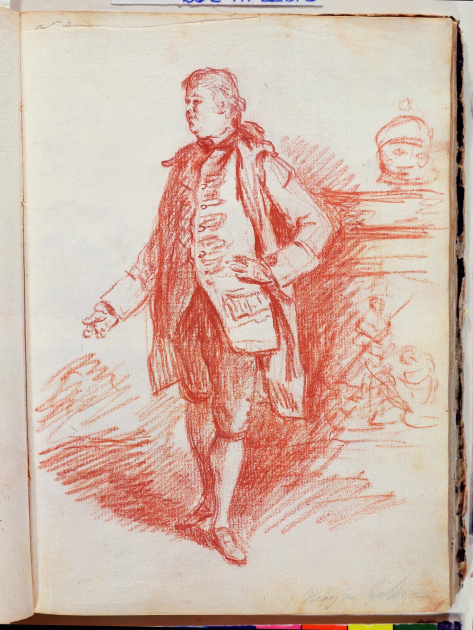 Retrato de um homem, chamado Edward Gibbon (1737-94) de &39;Sketchbook of Portrait Studies&39;, de 1760 (lápis vermelho sobre papel) de Thomas Patch