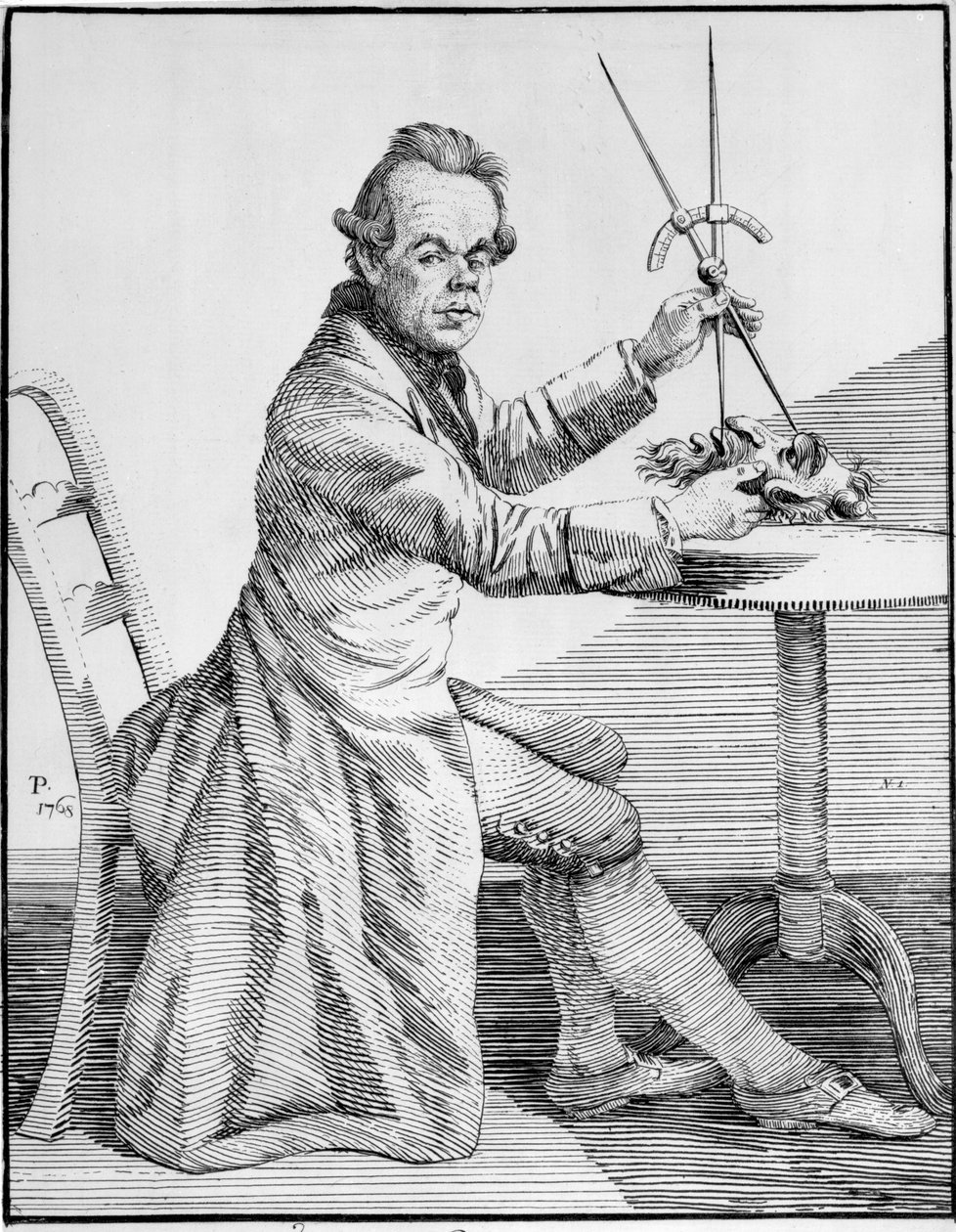 Auto-retrato segurando pinças sobre uma máscara, c.1768-70 de Thomas Patch