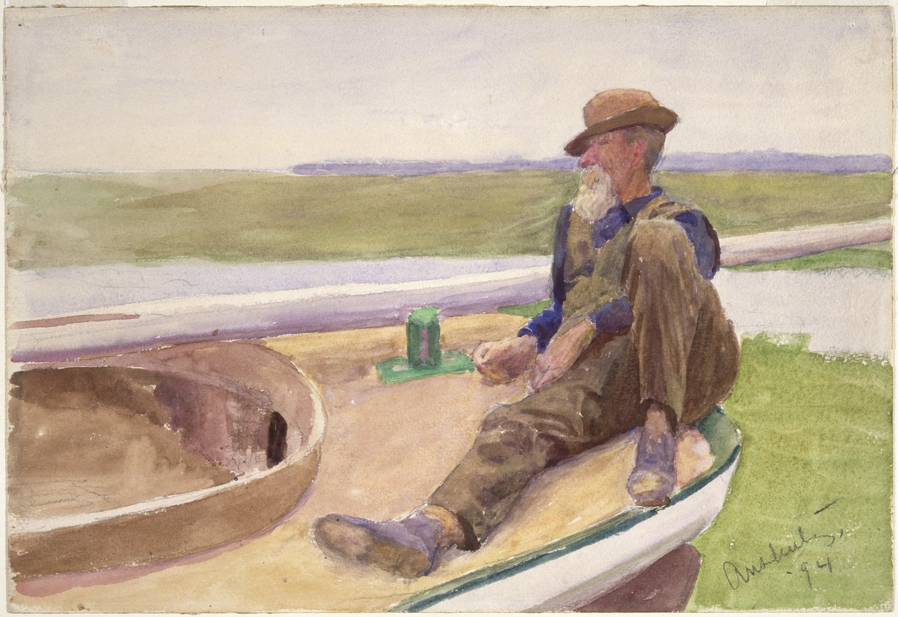 Homem no barco, 1894 (wc no papel) de Thomas Pollock Anschutz