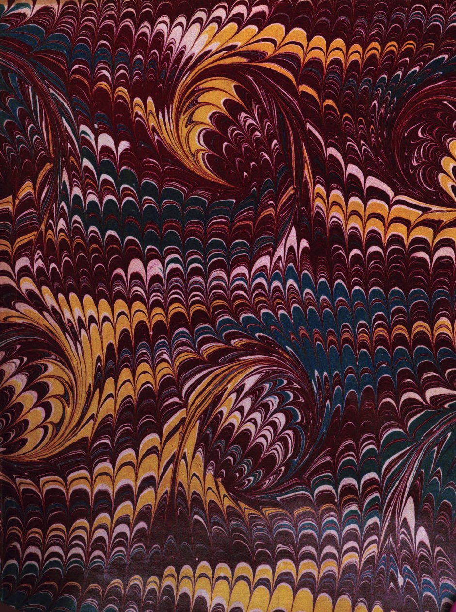 Paper_marbling Papel marmoreado de dentro da capa do livro The Snakes of Australia, um catálogo ilustrado (1869) de Thomas Richards