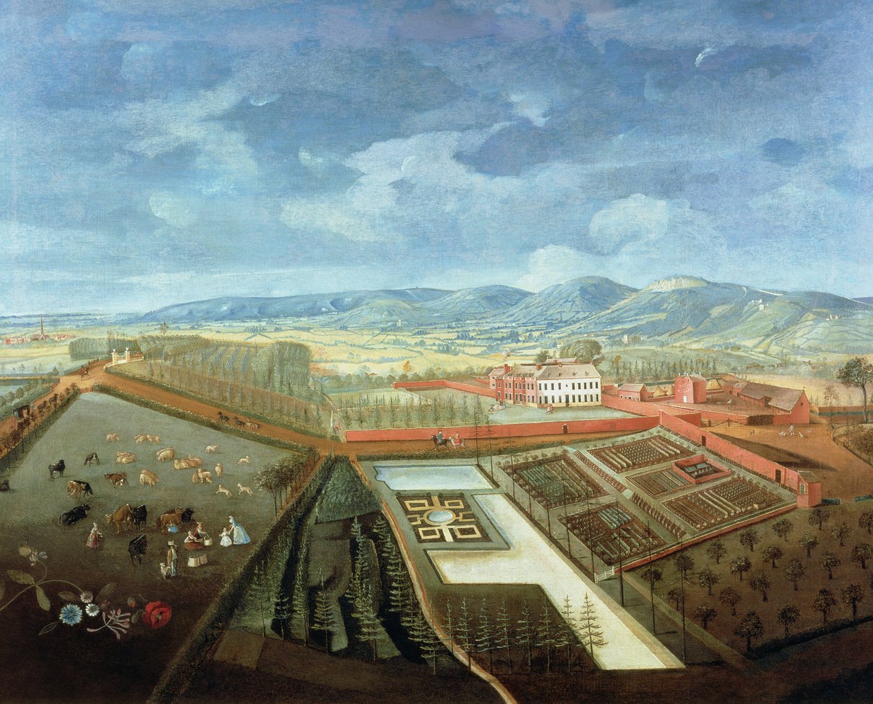 Vista panorâmica de Charlton Park, c.1745 (ver 18173 para detalhes) de Thomas Robins