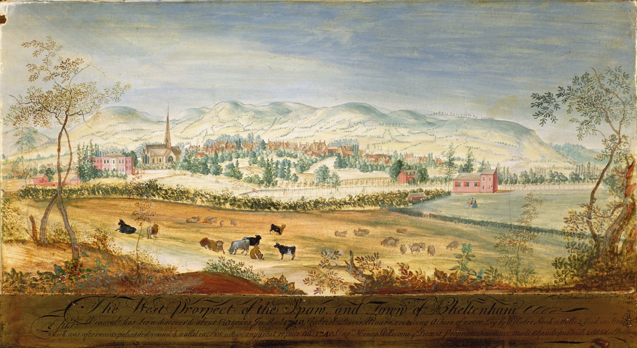 West Prospect do Spa e da cidade de Cheltenham, 1748 de Thomas Robins