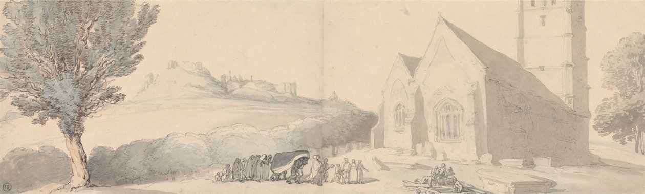 Um enterro em Carisbrooke, Ilha de Wight de Thomas Rowlandson